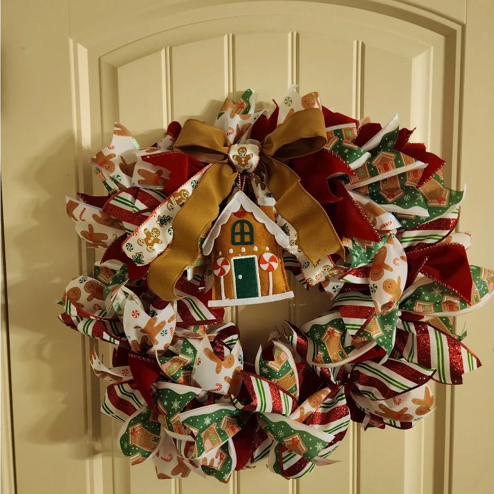 Festive Christmas Wreath with Red Plaid Bow